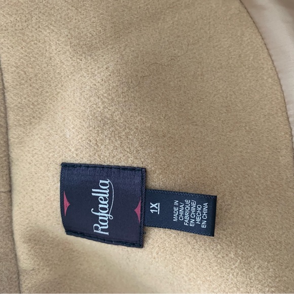 Tan and Black Women's Pea Coat with Faux Leather Trim. - Picture 12 of 16